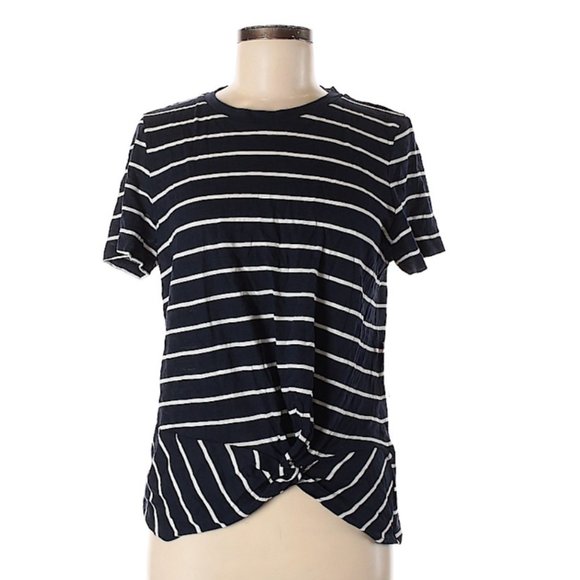 Banana Republic Tops - Banana Republic Navy Stripe Twist Front T-shirt